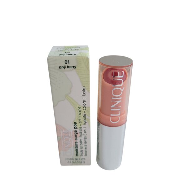 Clinique Moisture Surge Pop Triple Lip Balm in 01 GOJI BERRY New w Box RETIRED - Picture 1 of 7